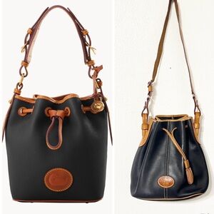 Dooney & Bourke Vintage All Weather Leather Drawstring Black With Shoulder Strap